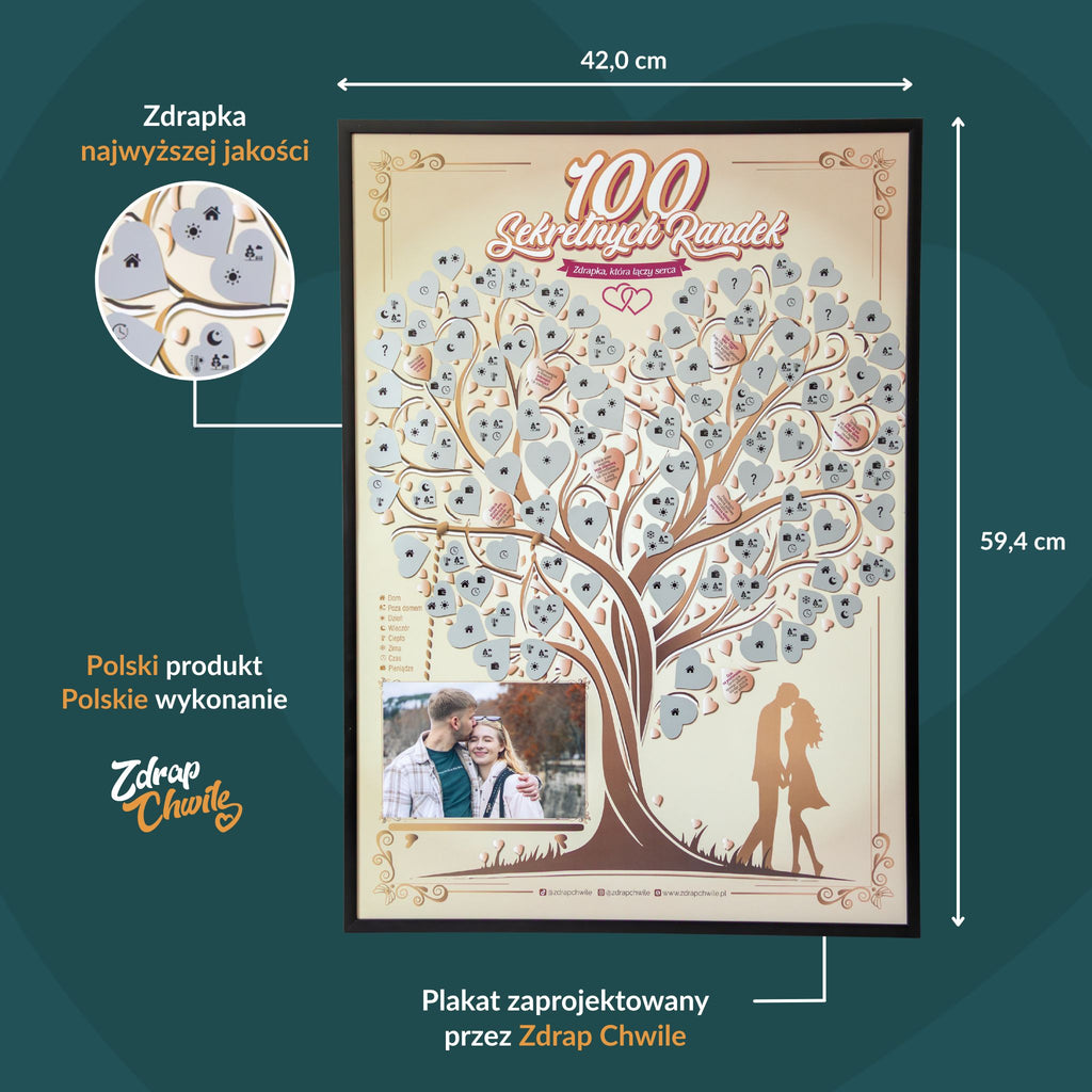 Plakat Zdrapka dla Par - 100 Sekretnych Randek