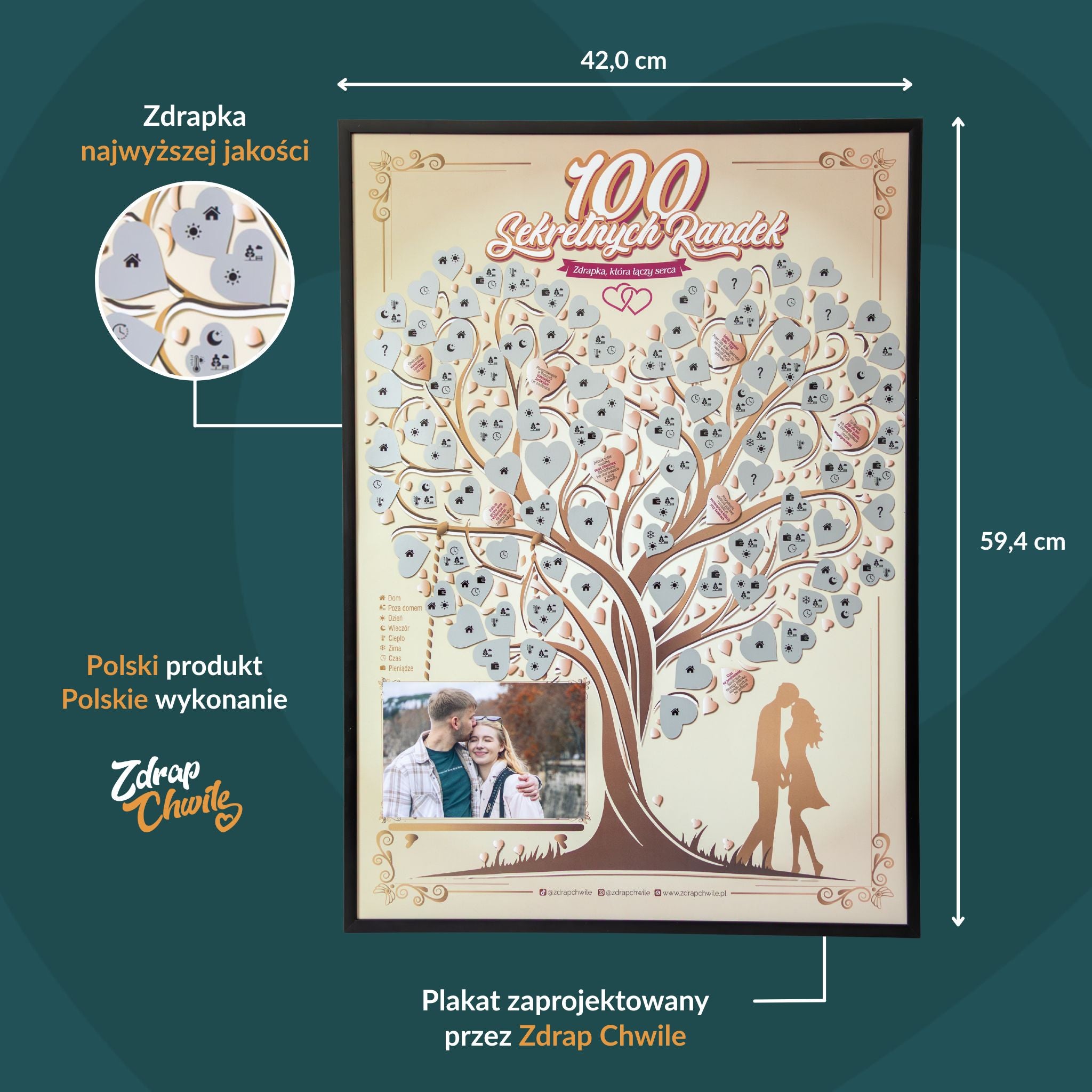 Plakat Zdrapka dla Par - 100 Sekretnych Randek