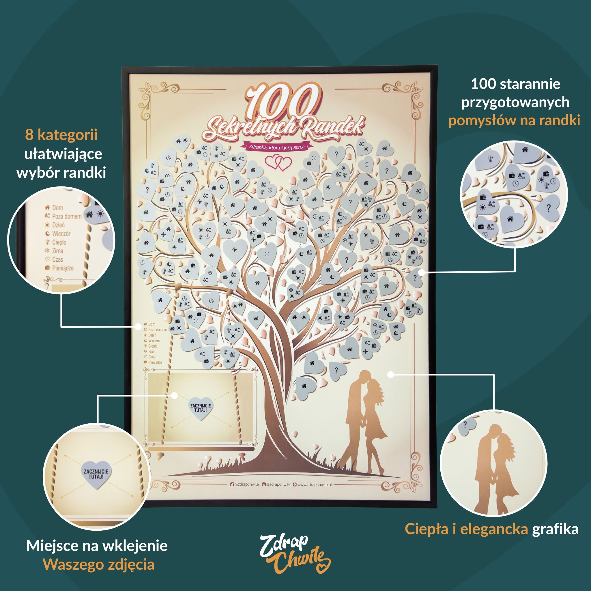 Plakat Zdrapka dla Par - 100 Sekretnych Randek