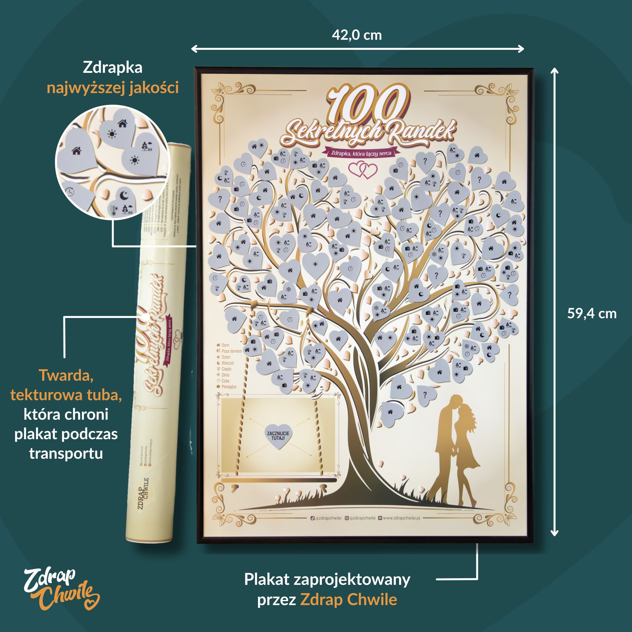 Plakat Zdrapka dla Par - 100 Sekretnych Randek