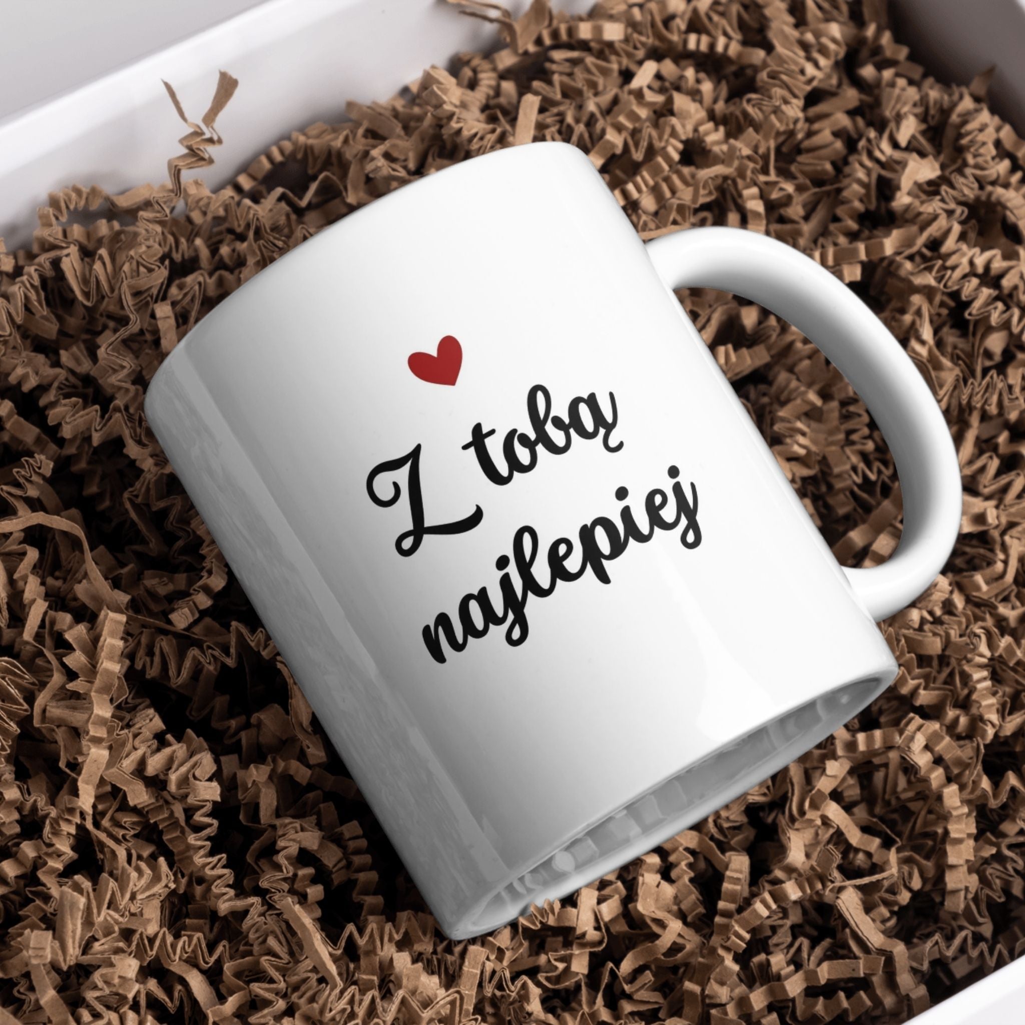 Kubek biały z napisem "Z TOBĄ NAJLEPIEJ" - 330 ml