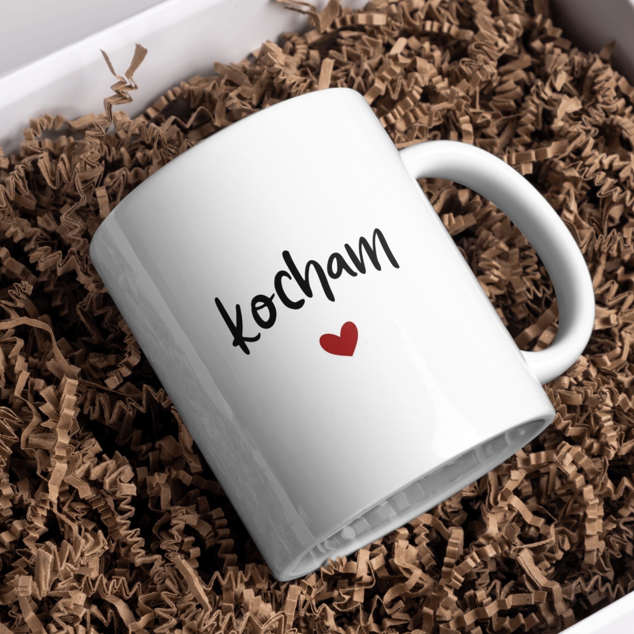 Kubek biały z napisem "KOCHAM" - 330 ml
