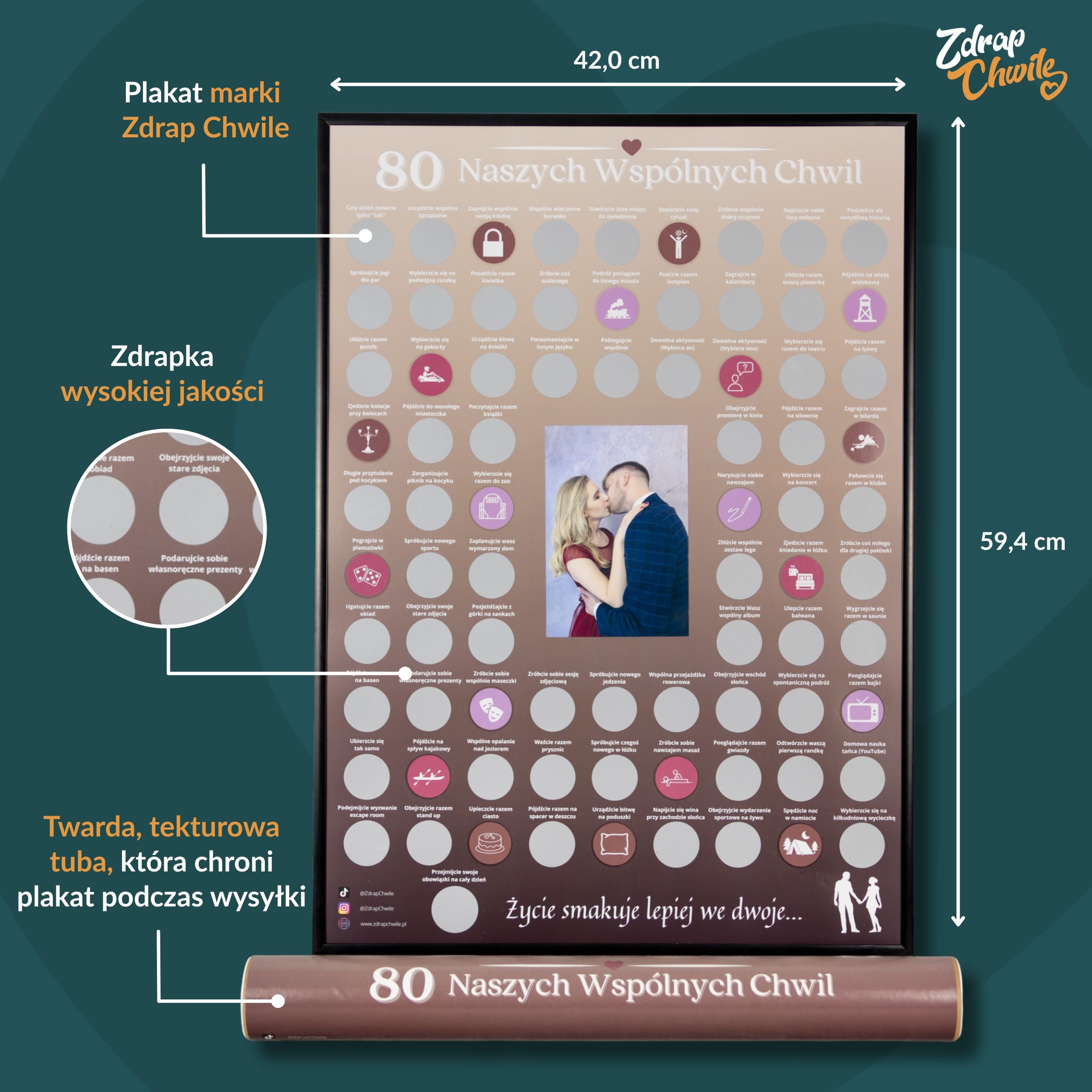 Plakat Zdrapka Dla Par - 80 Naszych Wspólnych Chwil