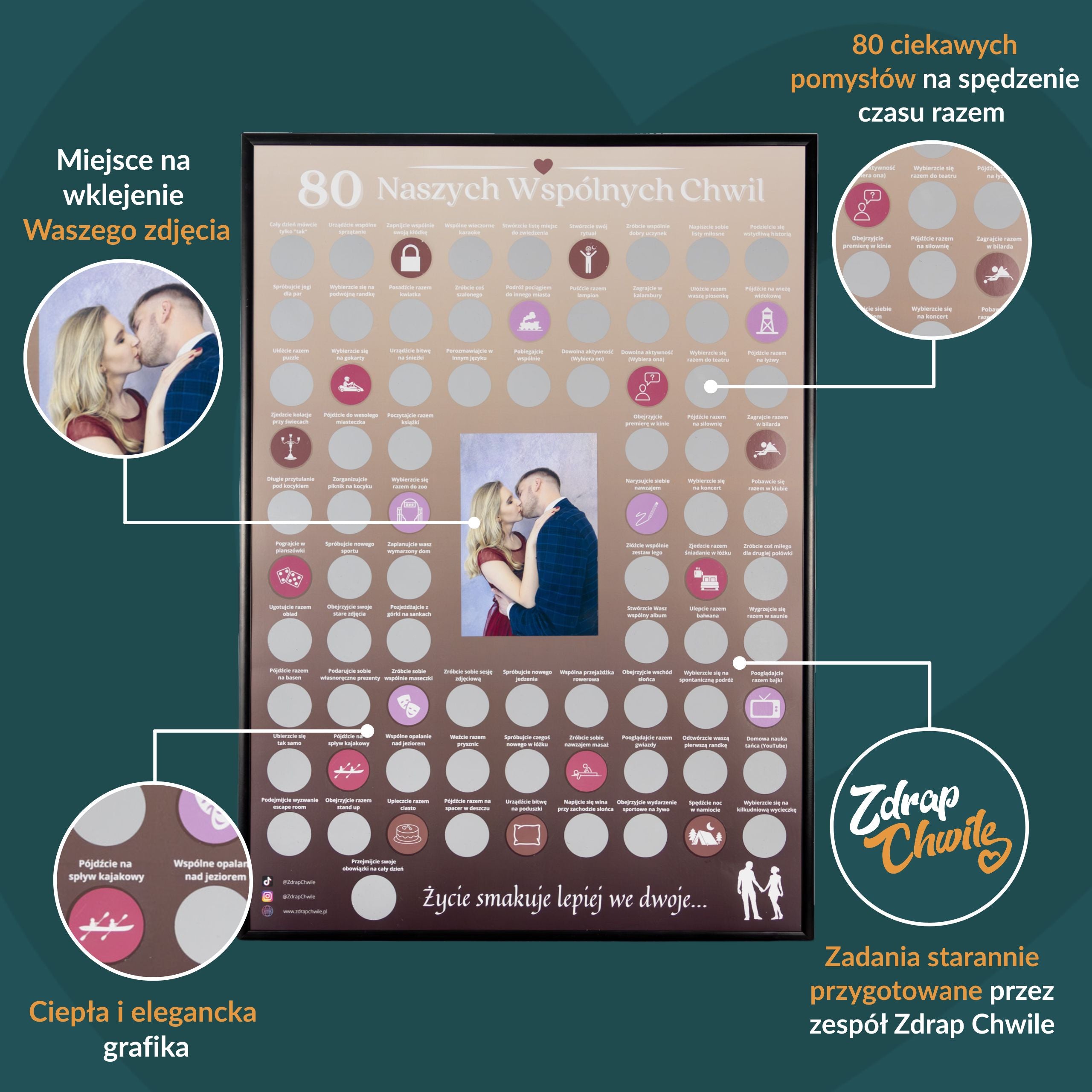 Plakat Zdrapka Dla Par - 80 Naszych Wspólnych Chwil