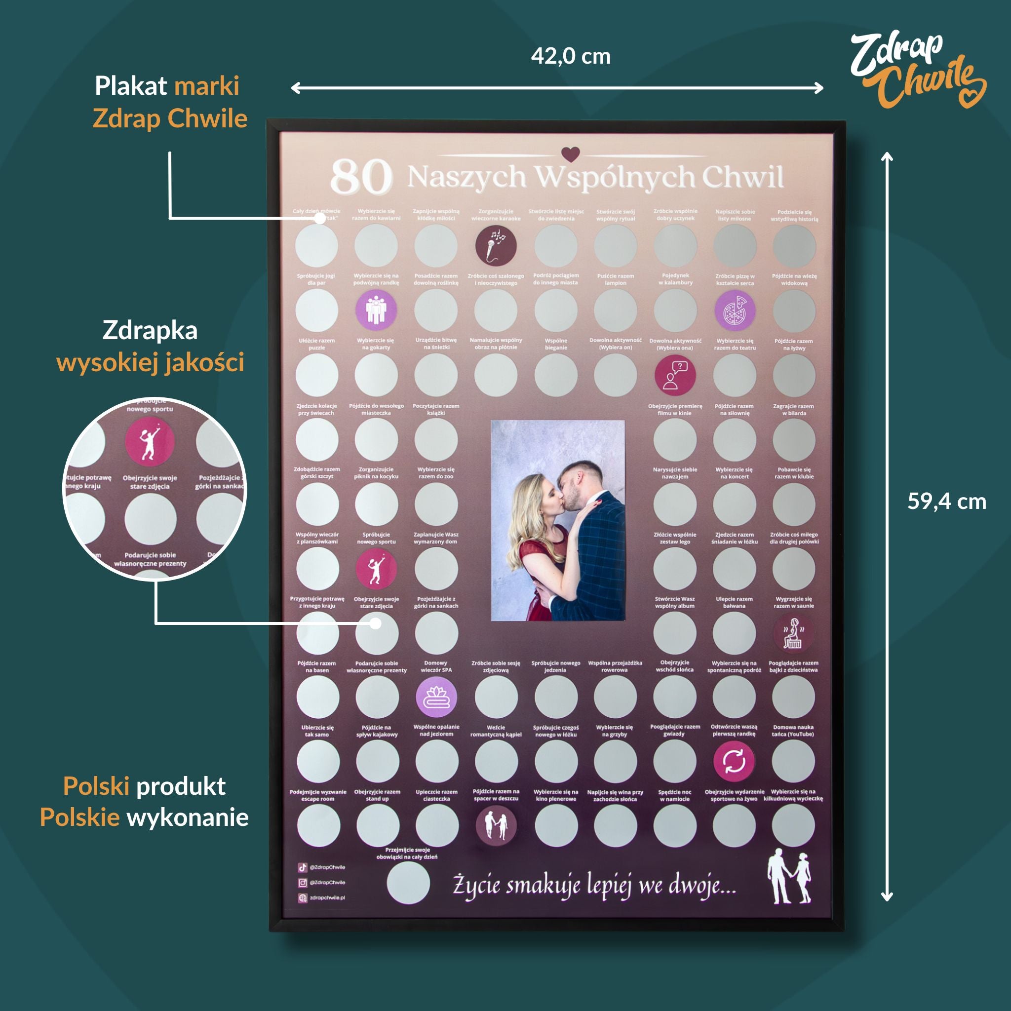 Plakat Zdrapka Dla Par - 80 Naszych Wspólnych Chwil