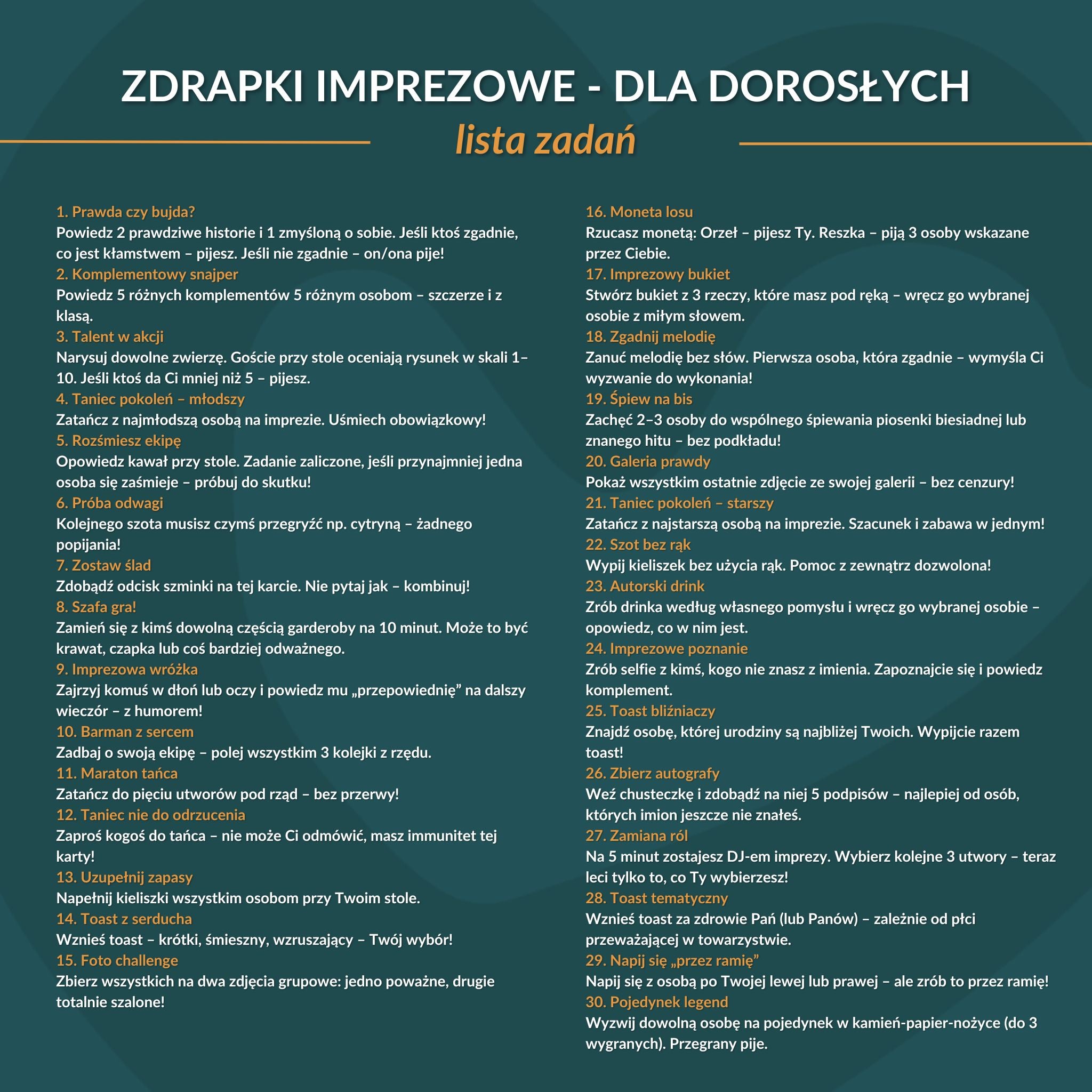 Zdrapki Imprezowe dla Dorosłych