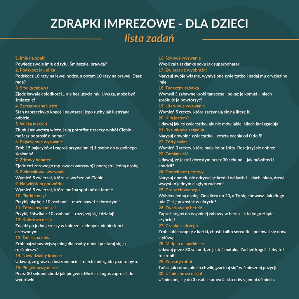 Zdrapki Imprezowe dla Dzieci