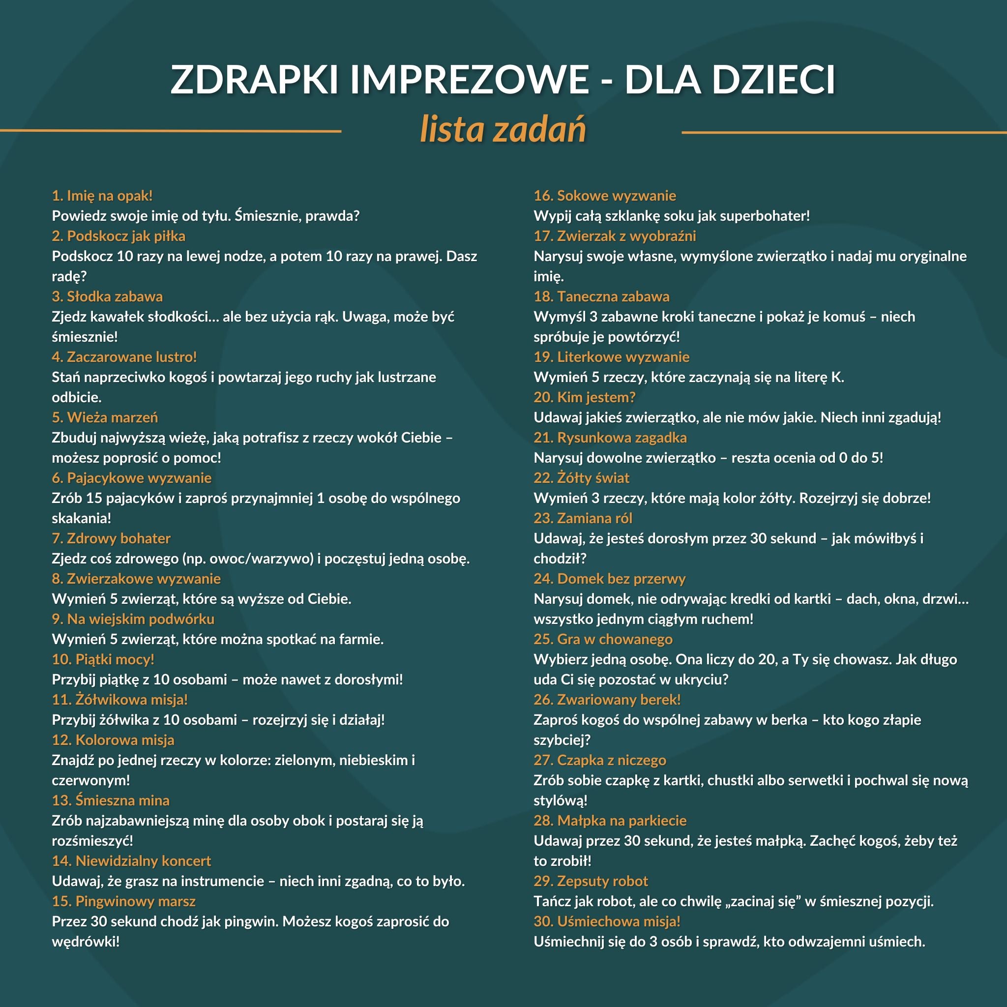Zdrapki Imprezowe dla Dzieci (30 szt.)