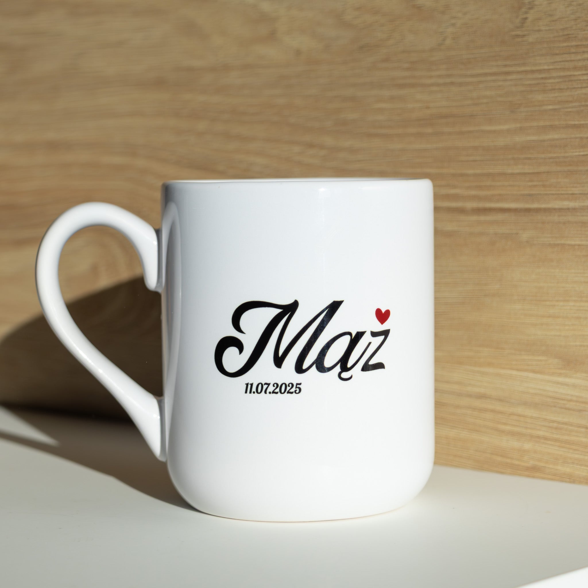 Zestaw kubków Mąż i Żona z datą ślubu – personalizowane kubki 330 ml