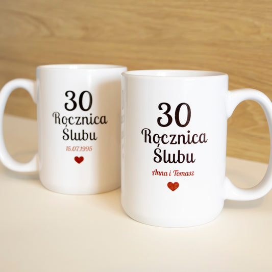 Zestaw personalizowanych kubków na rocznicę ślubu 440 ml – imiona+data