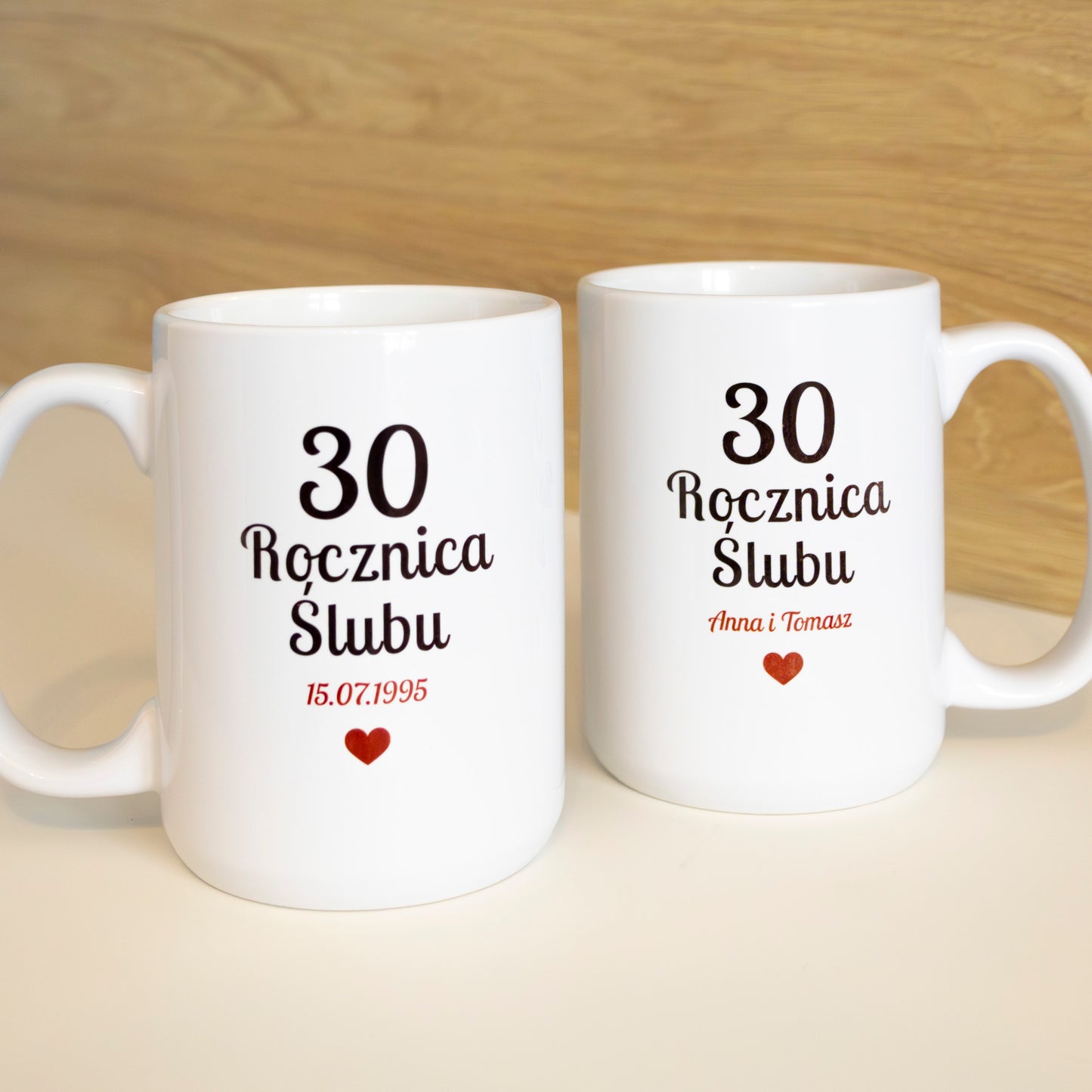 Zestaw personalizowanych kubków na rocznicę ślubu 440 ml – imiona+data
