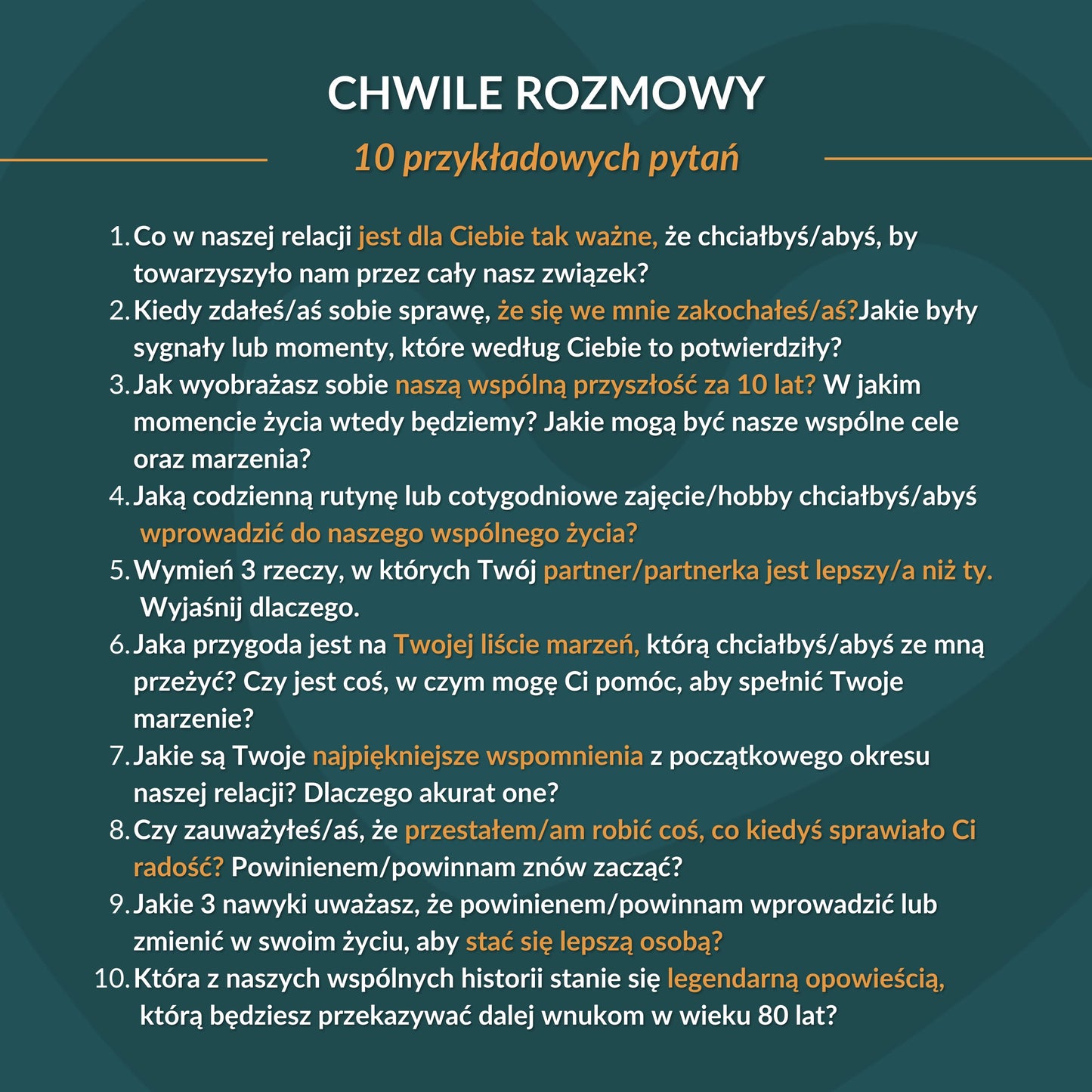 Chwile Rozmowy - Karty z pytaniami dla Par