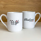 Zestaw kubków dla pary "Husband & Wife" z datą ślubu 330 ml - wersja ANG