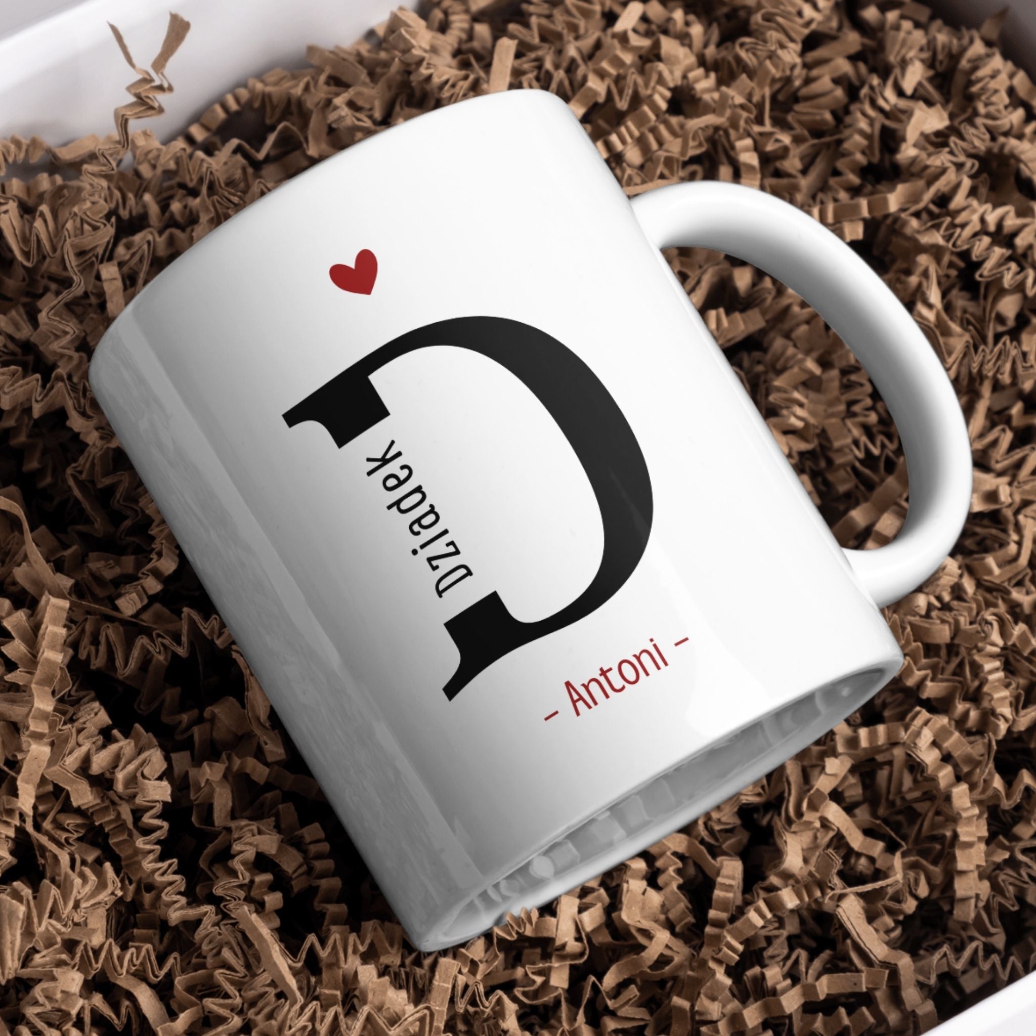 Kubek biały elegancki - "Dziadek + imię" - 330 ml