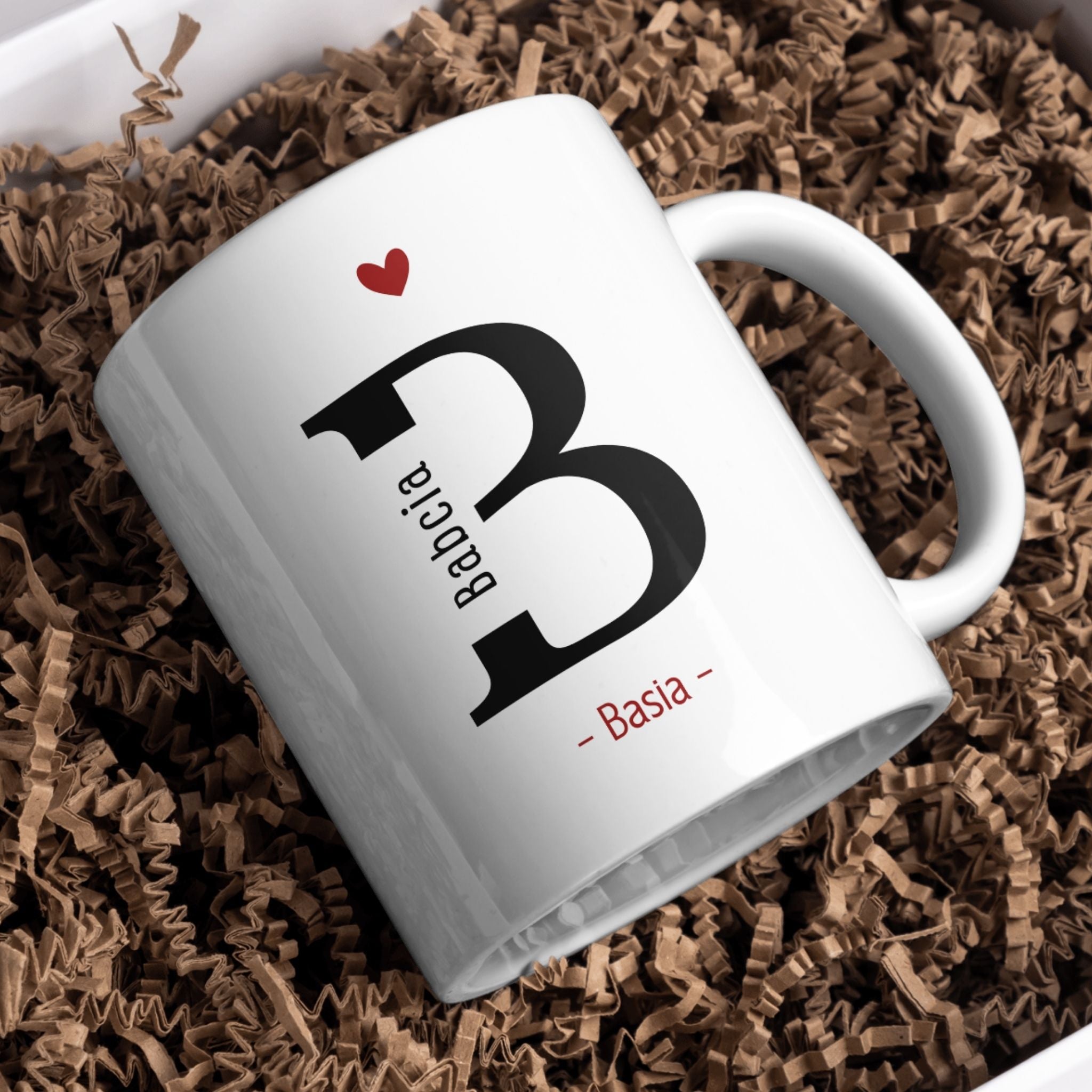 Kubek biały elegancki - "Babcia + imię" - 330 ml