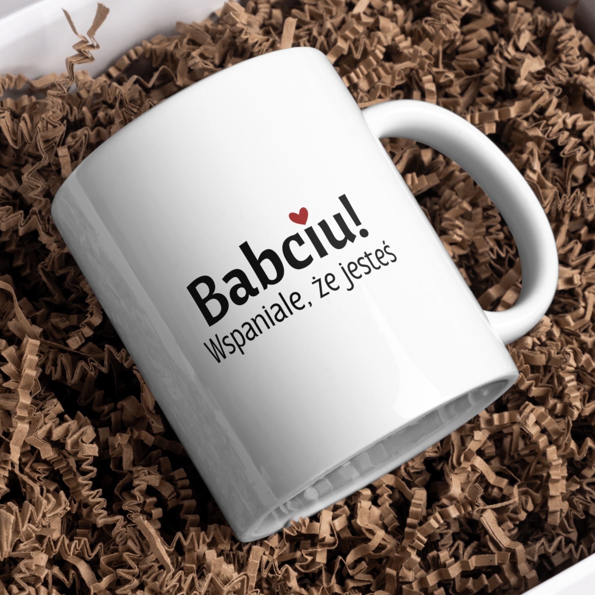 Kubek biały z napisem - "Babciu! Wspaniale, że jesteś" - 330 ml