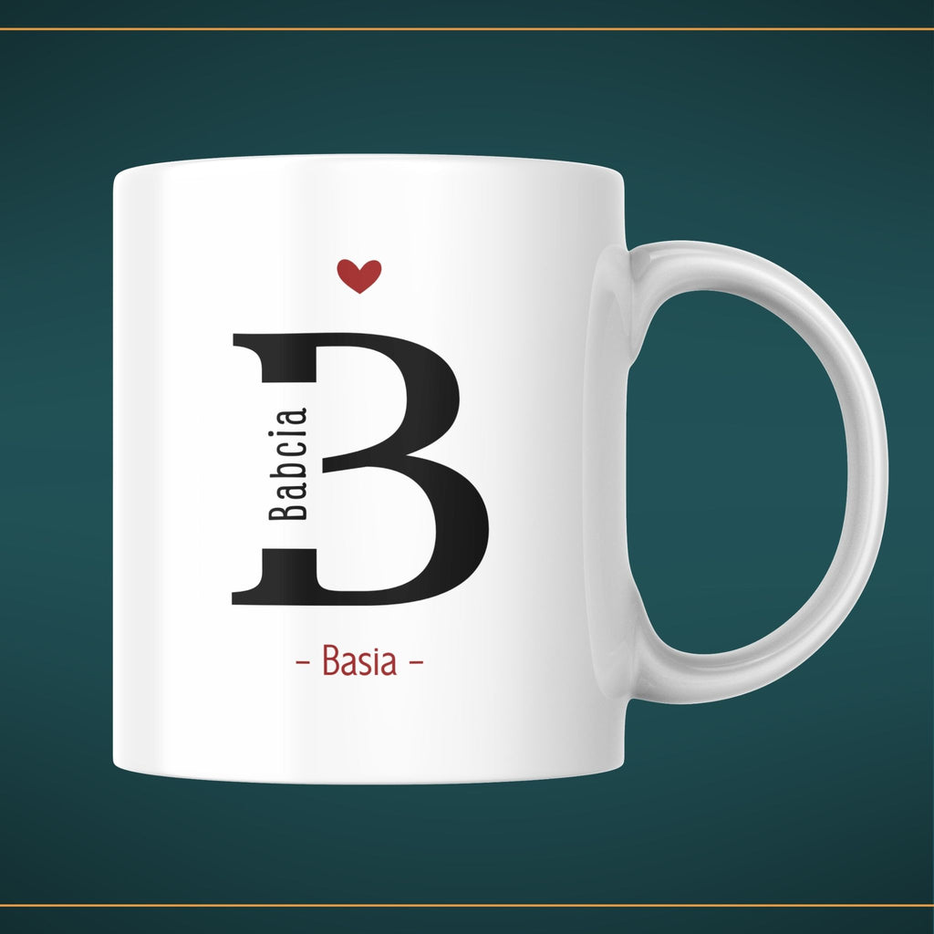 Kubek biały elegancki - "Babcia + imię" - 330 ml