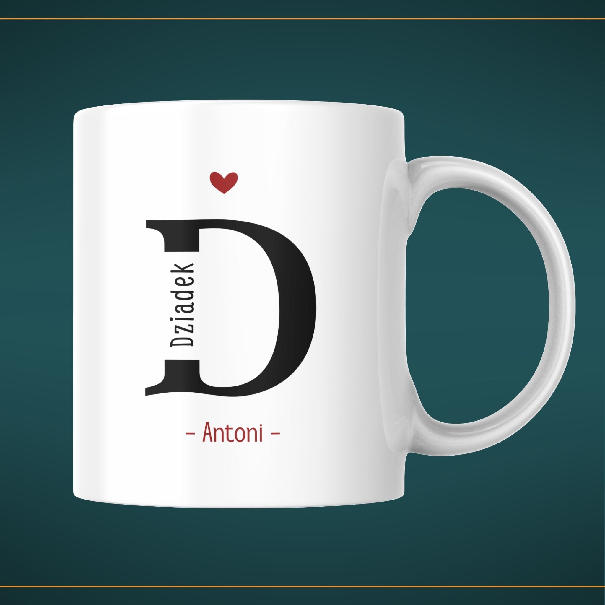 Kubek biały elegancki - "Dziadek + imię" - 330 ml