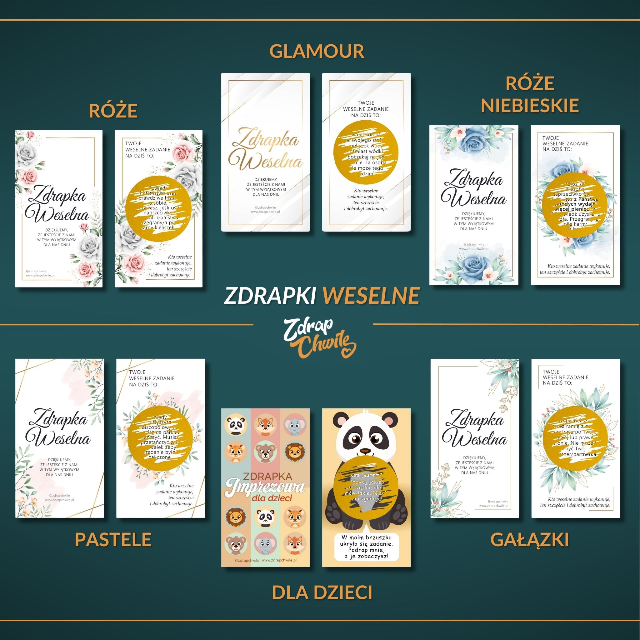 Zdrapki Weselne - Zadania dla Gości Weselnych (GAŁĄZKI)