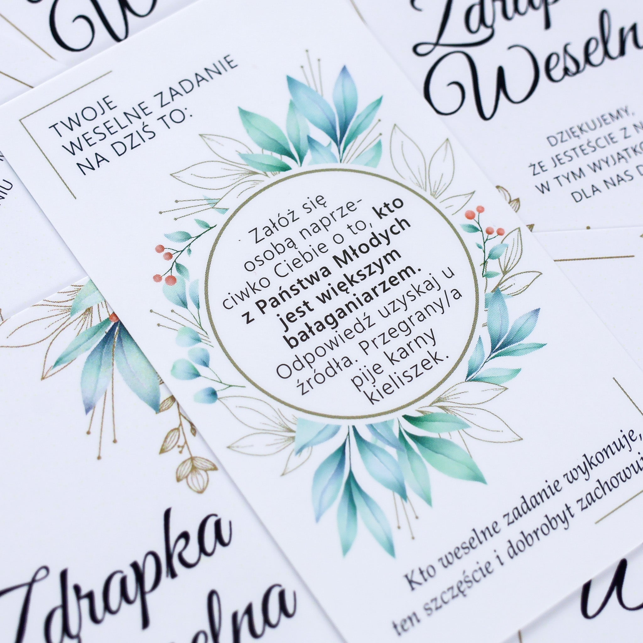 Zdrapki Weselne - Zadania dla Gości Weselnych (GAŁĄZKI)