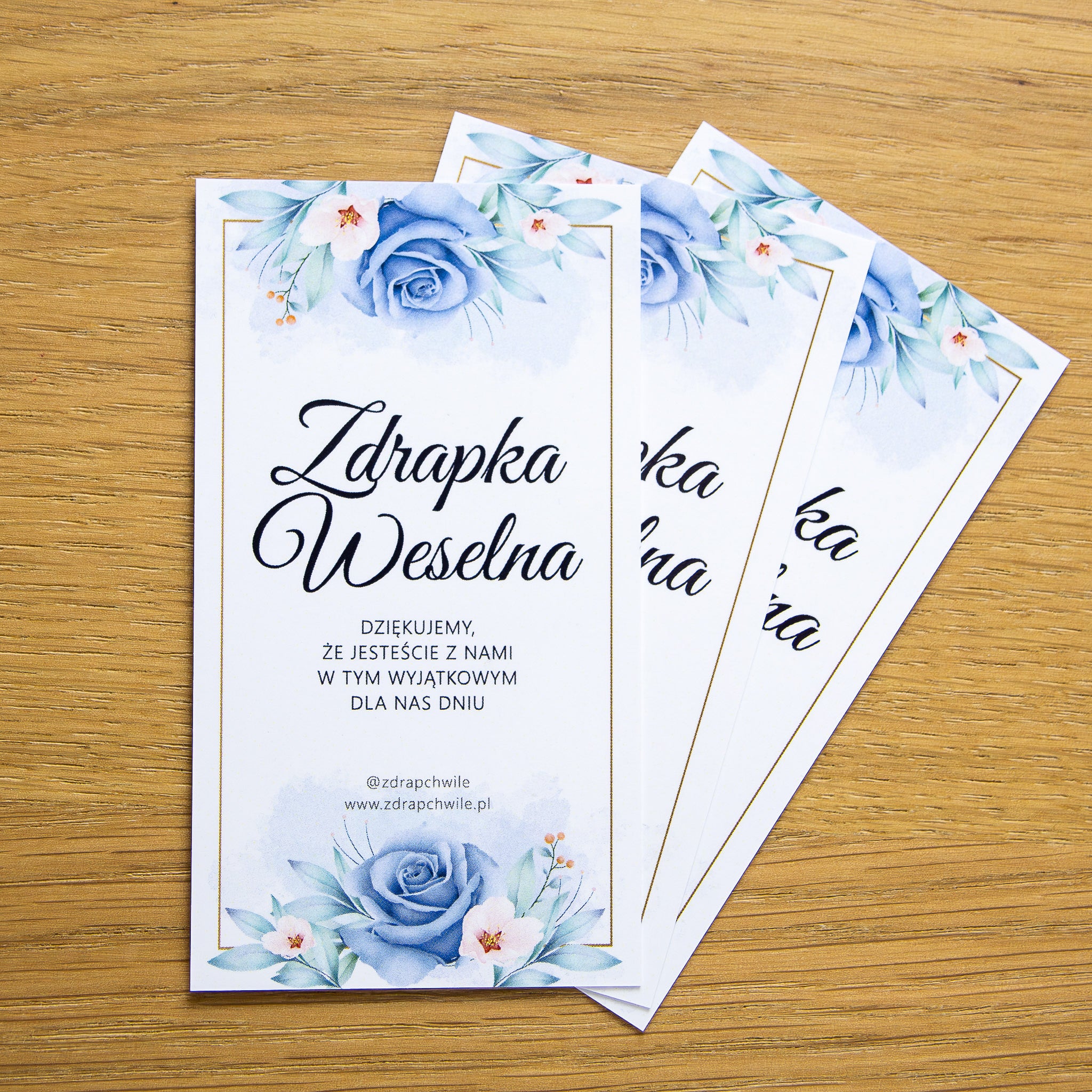 Zdrapki Weselne - Zadania dla Gości Weselnych (NIEBIESKA RÓŻA)