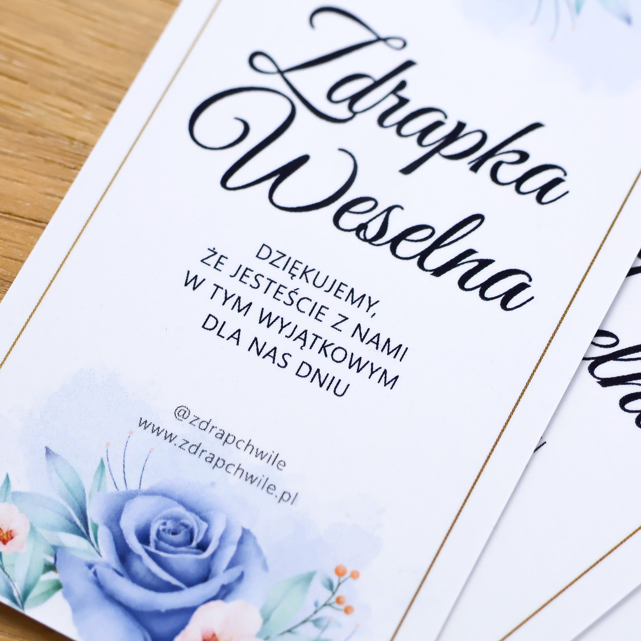 Zdrapki Weselne - Zadania dla Gości Weselnych (NIEBIESKA RÓŻA)