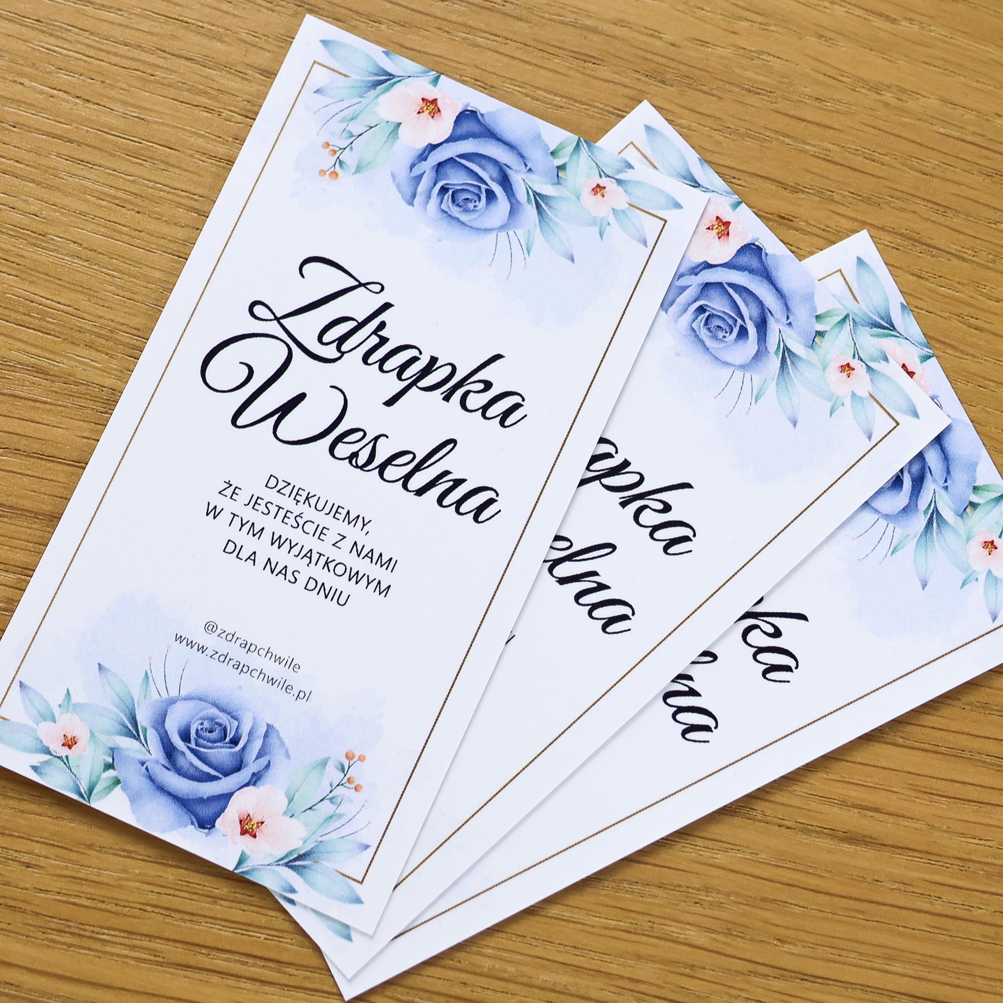 Zdrapki Weselne - Zadania dla Gości Weselnych (NIEBIESKA RÓŻA)