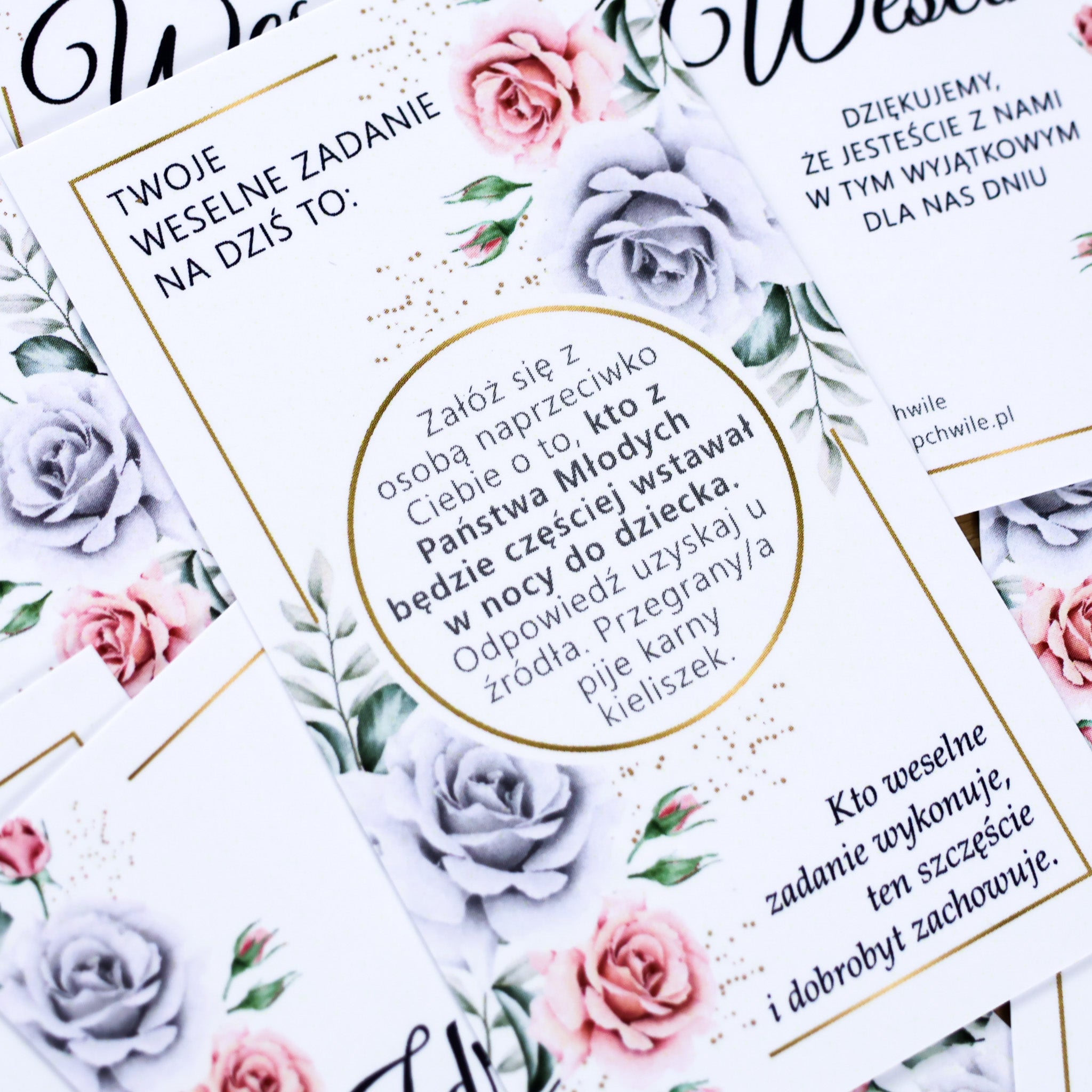 Zdrapki Weselne - Zadania dla Gości Weselnych (RÓŻE)