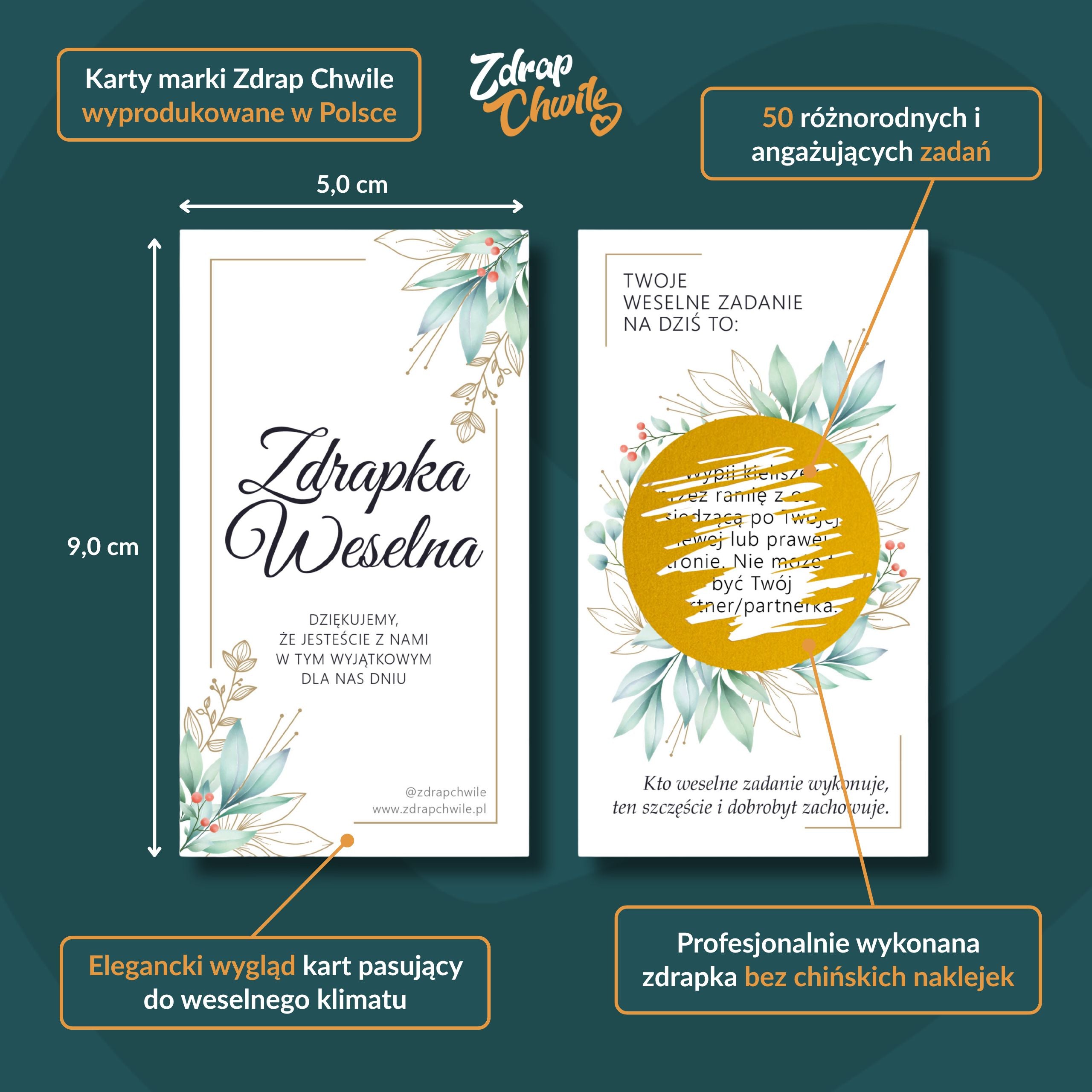 Zdrapki Weselne - Zadania dla Gości Weselnych (GAŁĄZKI)