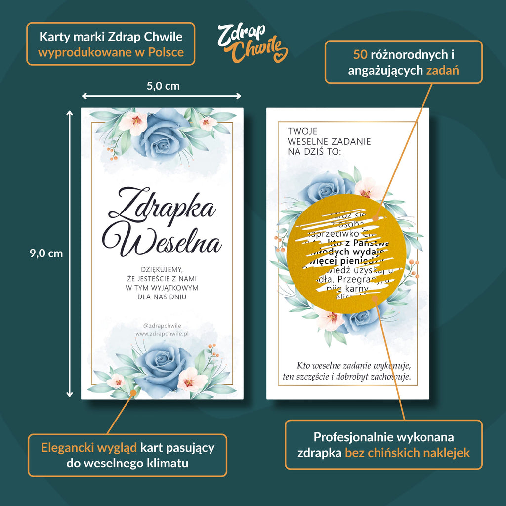 Zdrapki Weselne - Niebieska Róża