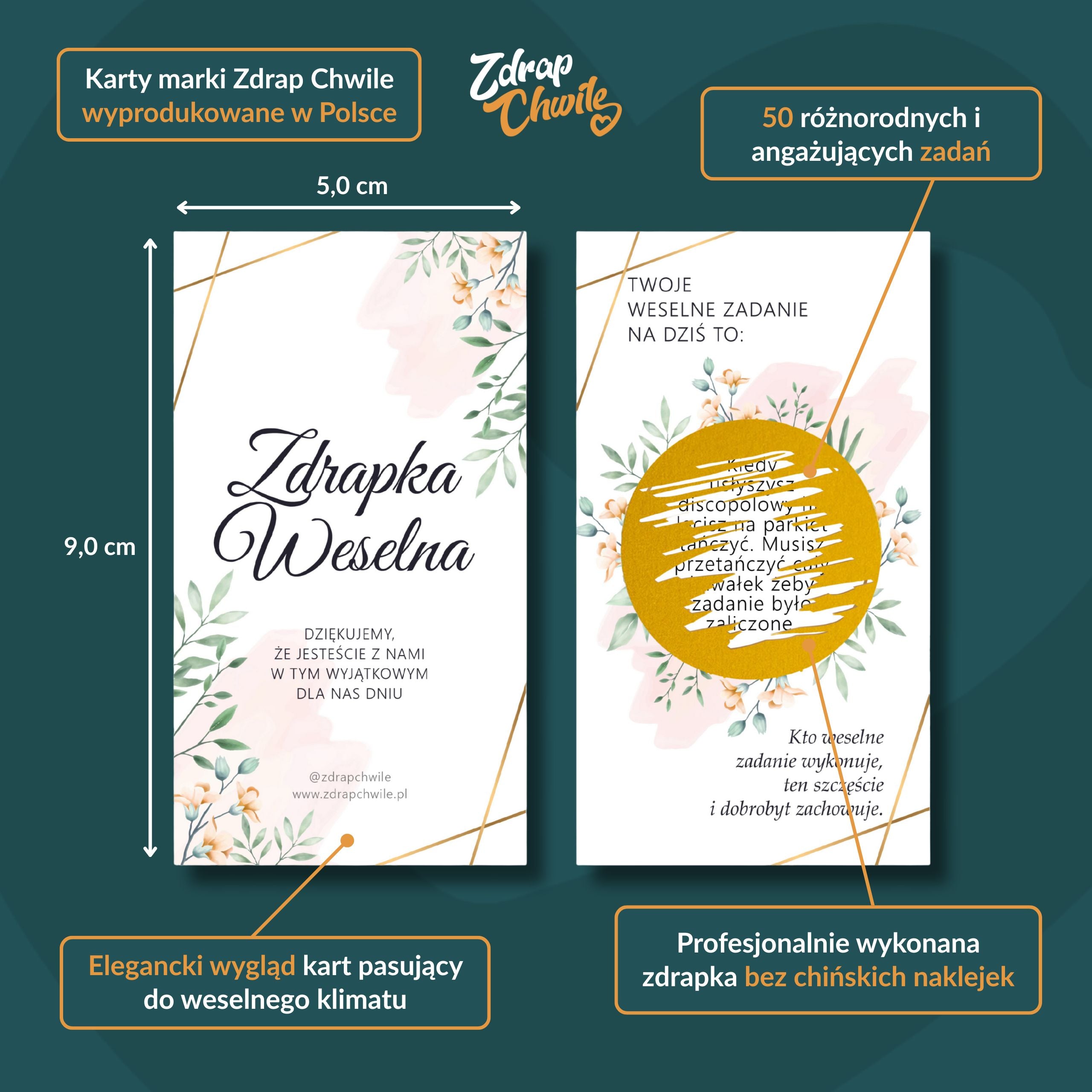 Zdrapki Weselne - Zadania dla Gości Weselnych (PASTELE)