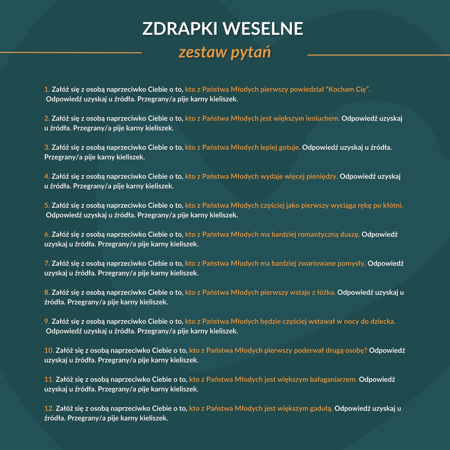 Zdrapki Weselne - Zadania dla Gości Weselnych