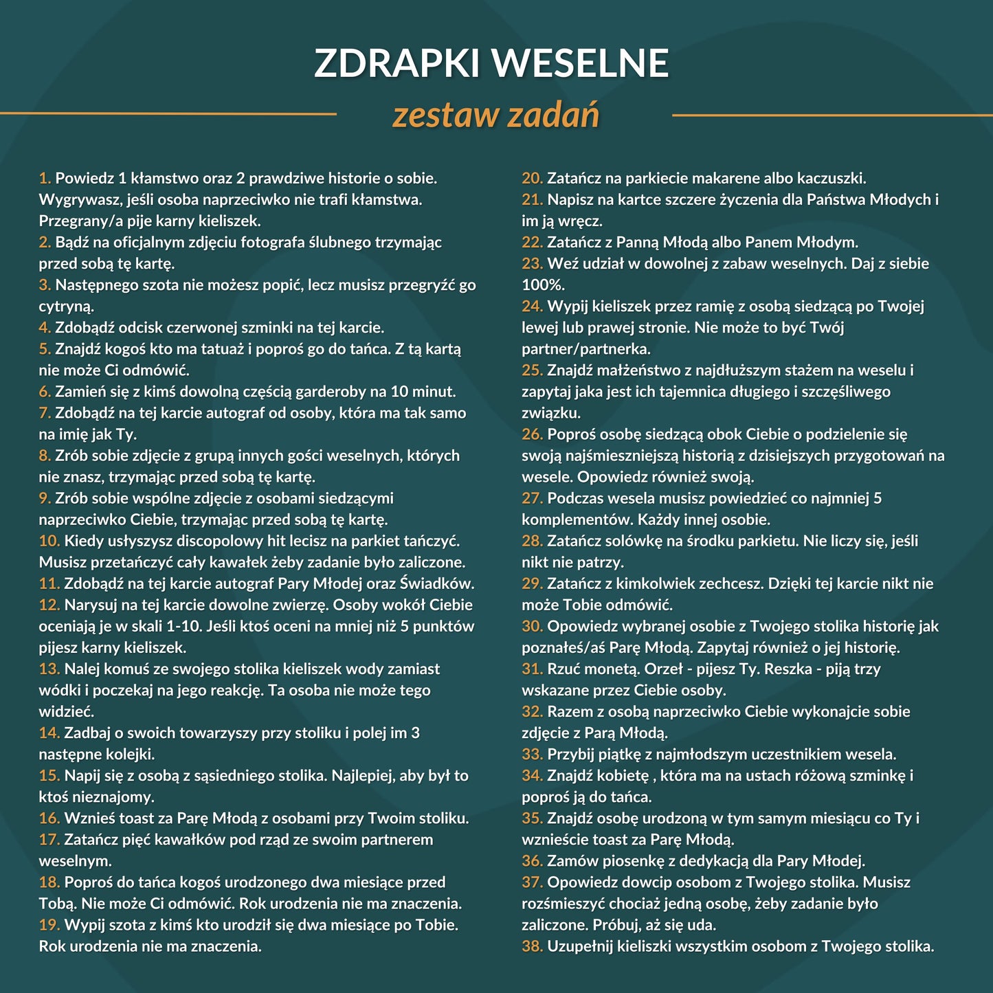 Zdrapki Weselne - Zadania dla Gości Weselnych
